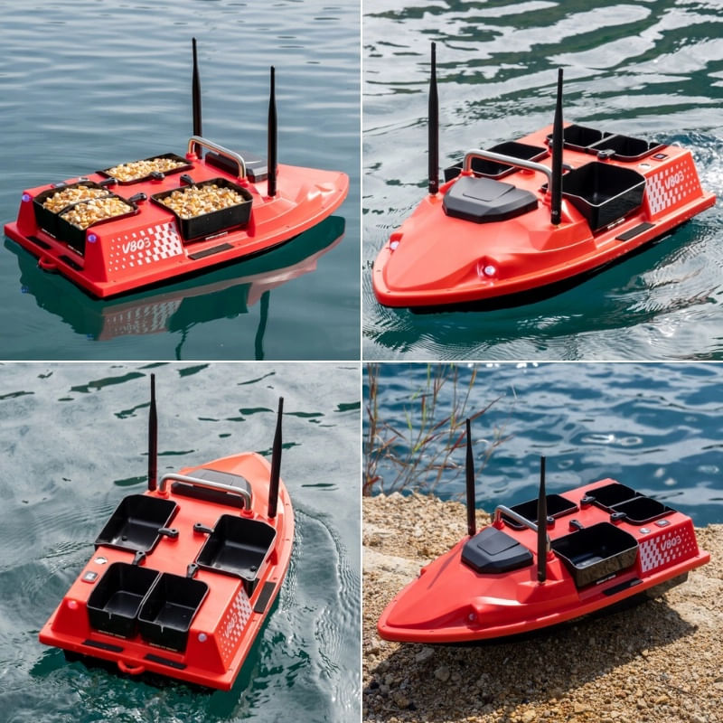 Sport si Outdoor - Sporturi acvatice - Pescuit - Echipament suplimentar pentru pescuit - Barca Plantat, Nadit si Momit iUni V803, 5200mAh, 4 cuve, 3kg, 500m, 15km/h - Infinity.ro