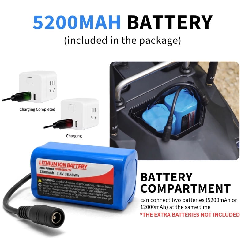 Sport si Outdoor - Sporturi acvatice - Pescuit - Echipament suplimentar pentru pescuit - Barca Plantat, Nadit si Momit iUni V803, GPS, 5200mAh, 4 cuve, 3kg, 500m, 15km/h - Infinity.ro