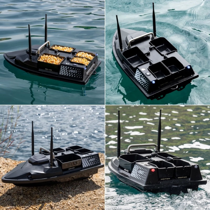 Sport si Outdoor - Sporturi acvatice - Pescuit - Echipament suplimentar pentru pescuit - Barca Plantat, Nadit si Momit iUni V803, GPS, 18000mAh, 4 cuve, 3kg, 500m, 15km/h - Infinity.ro