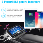 Auto si Moto - Electronice auto - Accesorii electronice auto - Modulator FM cu Bluetooth pentru muzica si apeluri hands-free, buton rotativ, 2 porturi USB-A, microSD, Android si iOS - Infinity.ro
