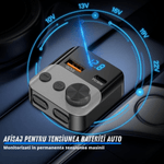 Auto si Moto - Electronice auto - Accesorii electronice auto - Modulator FM auto multifunctional cu Bluetooth, USB-A si USB-C pentru incarcare rapida, functie handsfree cu microfon - Infinity.ro