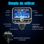 Auto si Moto - Electronice auto - Accesorii electronice auto - Modulator FM cu Bluetooth pentru muzica si apeluri hands-free, buton rotativ, 2 porturi USB-A, microSD, Android si iOS - Infinity.ro