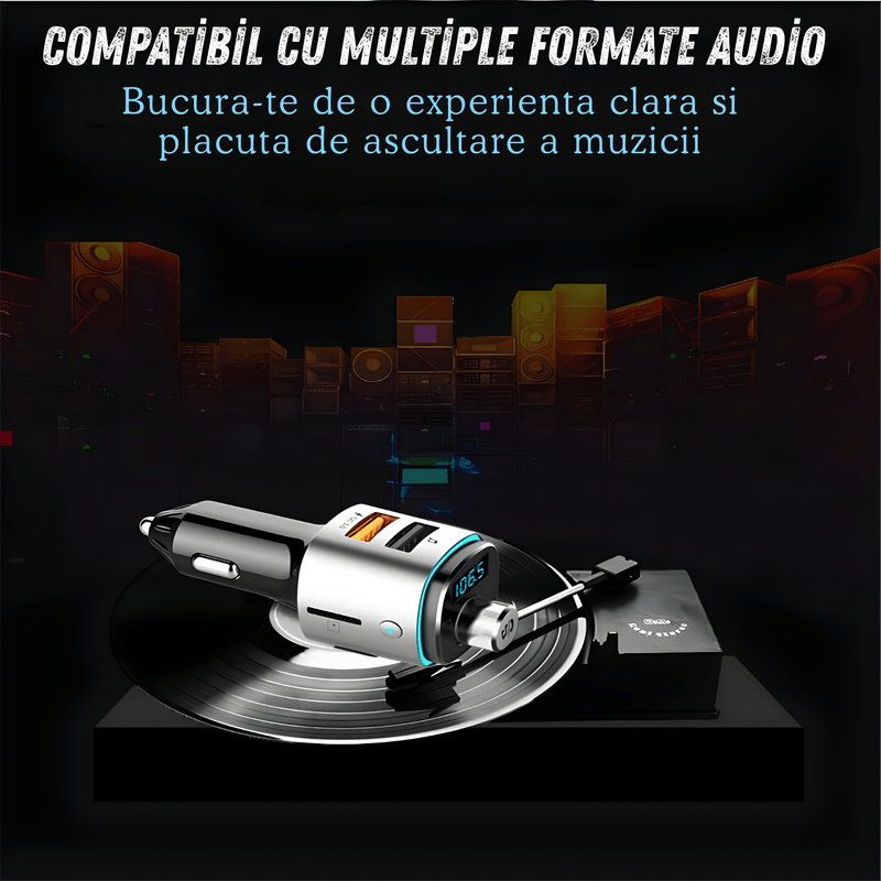 Auto si Moto - Electronice auto - Accesorii electronice auto - Modulator FM cu Bluetooth pentru redare muzica si handsfree, 2 porturi USB-A, slot microSD, compatibil Android si iOS - Infinity.ro