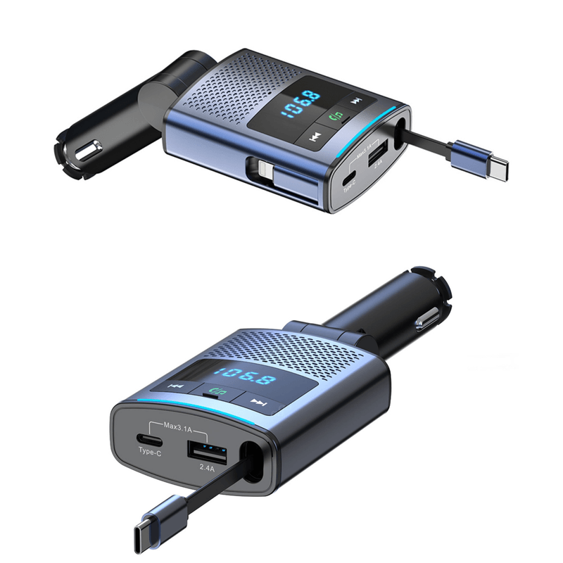 Auto si Moto - Electronice auto - Accesorii electronice auto - Modulator FM cu Bluetooth, cablu USB, USB-A si USB-C fast-charge, redare muzica, apeluri hands-free - Infinity.ro