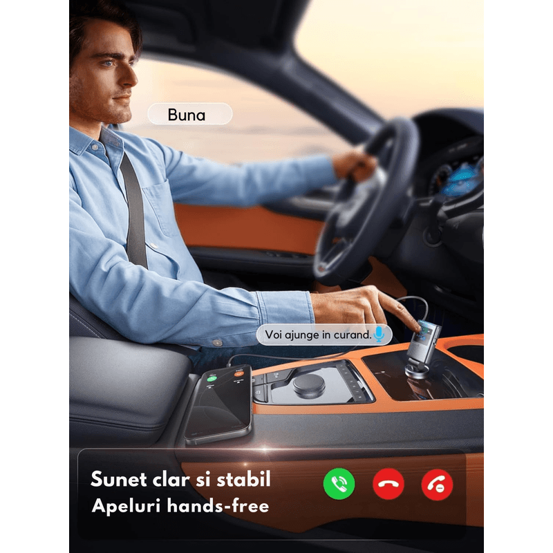 Auto si Moto - Electronice auto - Accesorii electronice auto - Modulator FM cu Bluetooth, cablu USB, USB-A si USB-C fast-charge, redare muzica, apeluri hands-free - Infinity.ro