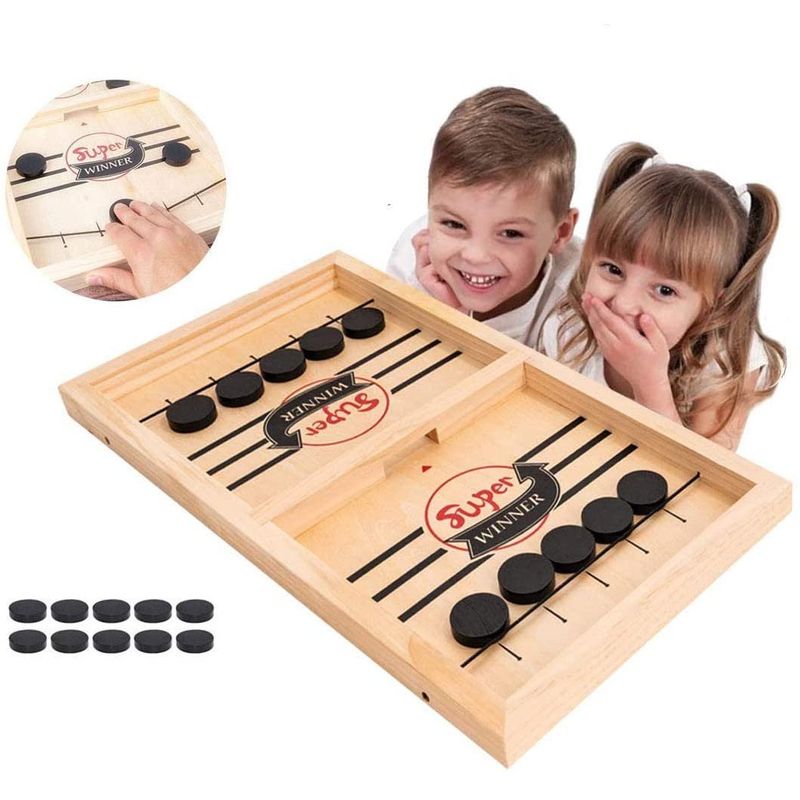 Jucarii, Copii si Bebe - Jucarii si jocuri - Jocuri si puzzle - Jocuri de societate - Joc educativ montessori de dexteritate si rapiditare tip Hochei 54 cm x 29 cm - Infinity.ro