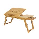Laptop, Telefoane si Tablete - Laptopuri si accesorii - Accesorii Laptop - Standuri/Coolere notebook - Masuta pliabila pentru laptop, ProCart, unghi reglabil, bambus, 50x30 cm, sertar, natur - Infinity.ro