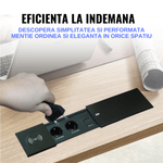 Casa si Gradina - Electrice - Prize - Priza incorporabila in blat ATOMKIT®, 2 Prize Schuko, 2 Porturi USB-A + 1 USB-C, Incarcare Wireless, Capac Glisant - Infinity.ro
