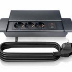 Casa si Gradina - Electrice - Prize - Priza incorporabila in blat ATOMKIT®, Ideala pentru Birou, Bucatarie, Mobila, 3 prize Shucko, 1 Port USB-A si Port USB-C - Infinity.ro