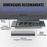 Casa si Gradina - Electrice - Prize - Priza incorporabila in blat ATOMKIT®, Ideala pentru Birou, Bucatarie, Mobila, 3 prize Shucko, 1 Port USB-A si Port USB-C - Infinity.ro