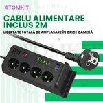 Casa si Gradina - Electrice - Accesorii electrice - Prelungitoare, triple, fise - Prelungitor ATOMKIT® cu incarcare WIFI, 3000W, 4 prize AC, 4x USB-A 3.4A, 2x USB-C 20W, incarcator wireless Qi, Negru - Infinity.ro