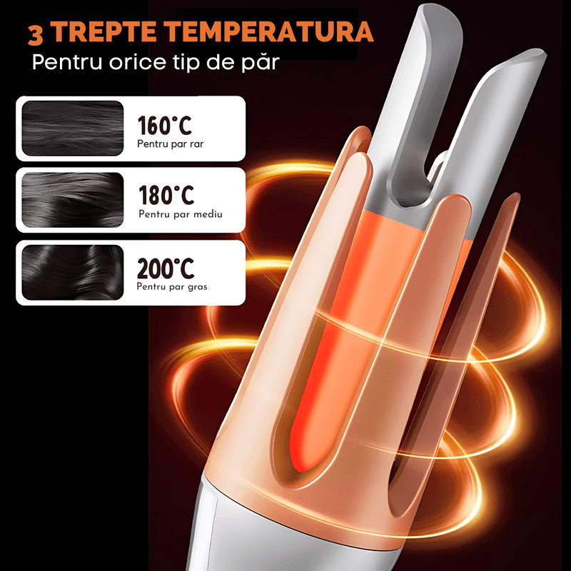 Ingrijire personala si Cosmetice - Aparate & accesorii ingrijire personala - Hair styling - Ondulatoare - Ondulator automat de par cu rotatie inteligenta, Incalzire rapida, Protectie anti-arsura, Bucle perfecte, Argintiu - Infinity.ro