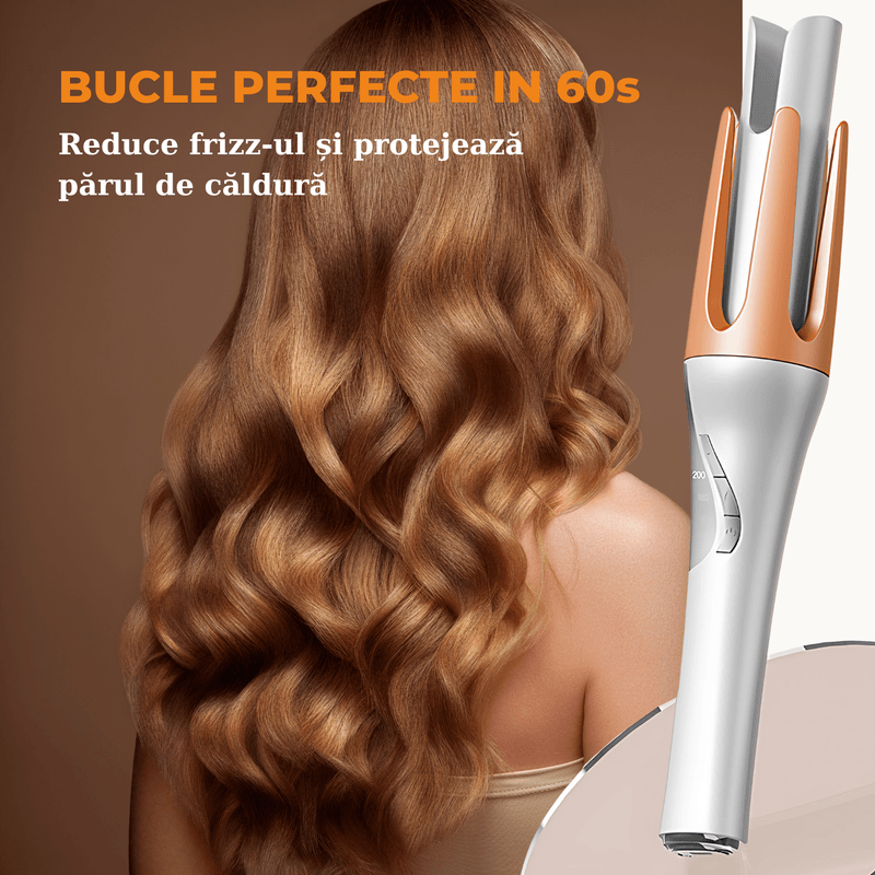 Ingrijire personala si Cosmetice - Aparate & accesorii ingrijire personala - Hair styling - Ondulatoare - Ondulator automat de par cu rotatie inteligenta, Incalzire rapida, Protectie anti-arsura, Bucle perfecte, Argintiu - Infinity.ro