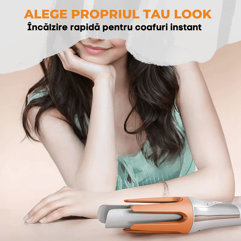 Ingrijire personala si Cosmetice - Aparate & accesorii ingrijire personala - Hair styling - Ondulatoare - Ondulator automat de par cu rotatie inteligenta, Incalzire rapida, Protectie anti-arsura, Bucle perfecte, Argintiu - Infinity.ro