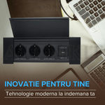 Casa si Gradina - Electrice - Prize - Priza incorporabila in blat, ATOMKIT, 3 prize standard, USB-C si USB-A, incarcare rapida 18W, Capac protectie, Negru - Infinity.ro