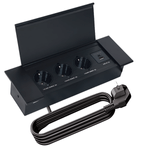 Casa si Gradina - Electrice - Prize - Priza incorporabila in blat, ATOMKIT, 3 prize standard, USB-C si USB-A, incarcare rapida 18W, Capac protectie, Negru - Infinity.ro