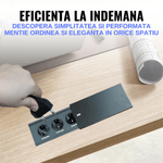 Casa si Gradina - Electrice - Prize - Priza incorporabila in blat ATOMKIT®, ideala pentru Blat Mobila, 3 prize Shucko, Cablu atasat, 16A, 240V-2400W, Negru - Infinity.ro