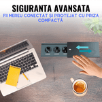 Casa si Gradina - Electrice - Prize - Priza incorporabila in blat ATOMKIT®, ideala pentru Blat Mobila, 3 prize Shucko, Cablu atasat, 16A, 240V-2400W, Negru - Infinity.ro