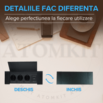 Casa si Gradina - Electrice - Prize - Priza incorporabila in blat, ATOMKIT, 3 prize standard, USB-C si USB-A, incarcare rapida 18W, Capac protectie, Negru - Infinity.ro