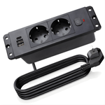 Casa si Gradina - Electrice - Prize - Priza incorporabila in blat, ATOMKIT® cu 2 Prize Schuko, 2 Porturi USB si 1 Port USB-C, Buton de Protectie ON/OFF, Cablu - Infinity.ro