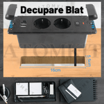 Casa si Gradina - Electrice - Prize - Priza incorporabila in blat, ATOMKIT® cu 2 Prize Schuko, 2 Porturi USB si 1 Port USB-C, Buton de Protectie ON/OFF, Cablu - Infinity.ro