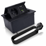 Casa si Gradina - Electrice - Prize - Priza Incastrabila Mobilier ATOMKIT® cu USB-C PD 20W si USB-A, 1 Priza Alimentare, Cablu Atasat, Negru - Infinity.ro