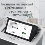 Casa si Gradina - Electrice - Prize - Priza Incastrabila Mobilier ATOMKIT® cu USB-C PD 20W si USB-A, 1 Priza Alimentare, Cablu Atasat, Gri - Infinity.ro