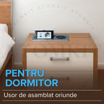 Casa si Gradina - Electrice - Prize - Priza Incorporabila in mobilier, ATOMKIT, 1 Prize Schuko, USB A+C 20W, Incarcare WIRELESS 15W, Cablu atasar, Argintiu - Infinity.ro