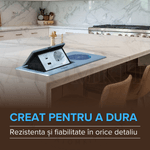 Casa si Gradina - Electrice - Prize - Priza Incorporabila in mobilier, ATOMKIT, 1 Prize Schuko, USB A+C 20W, Incarcare WIRELESS 15W, Cablu atasar, Argintiu - Infinity.ro