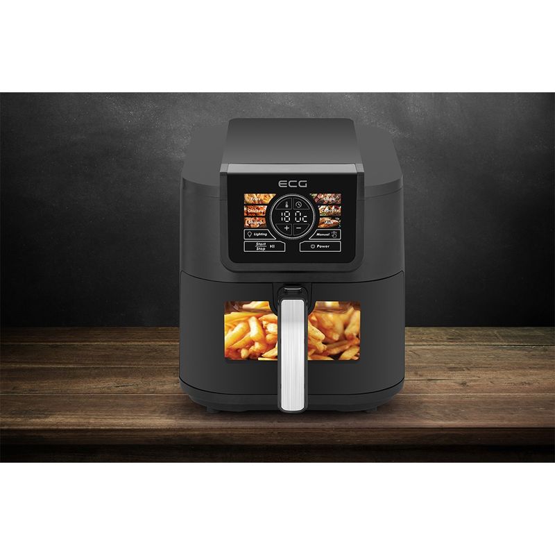 Electronice si Electrocasnice - Electrocasnice bucatarie - Aparate de gatit & desert - Friteuze - Friteuza cu aer cald AF 8020 Ai Slim Fry, 1700 W, 8 litri, 100-200°C, 6 programe automate, Program AI Smart, negru - Infinity.ro