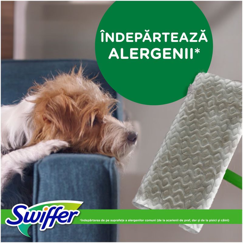 Market - Curatenie si intretinere casa - Produse menaj - Mopuri - Trusa de baza cu Mop Uscat/Umed Swiffer Trap & Lock 1 Mop, 8 Rezerve lavete uscate + 3 Rezerve lavete umede, Fresh - Infinity.ro