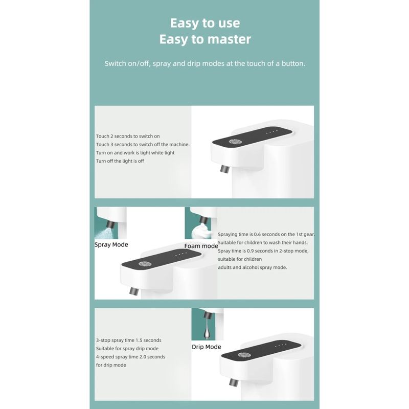 Casa si Gradina - Sanitare - Suporturi si accesorii baie - Dispensere - Dispenser automat de săpun cu infraroșu, spumă dezinfectantă pentru mâini, reîncărcabilă prin USB, dozator de săpun spumos pentru băi - Infinity.ro