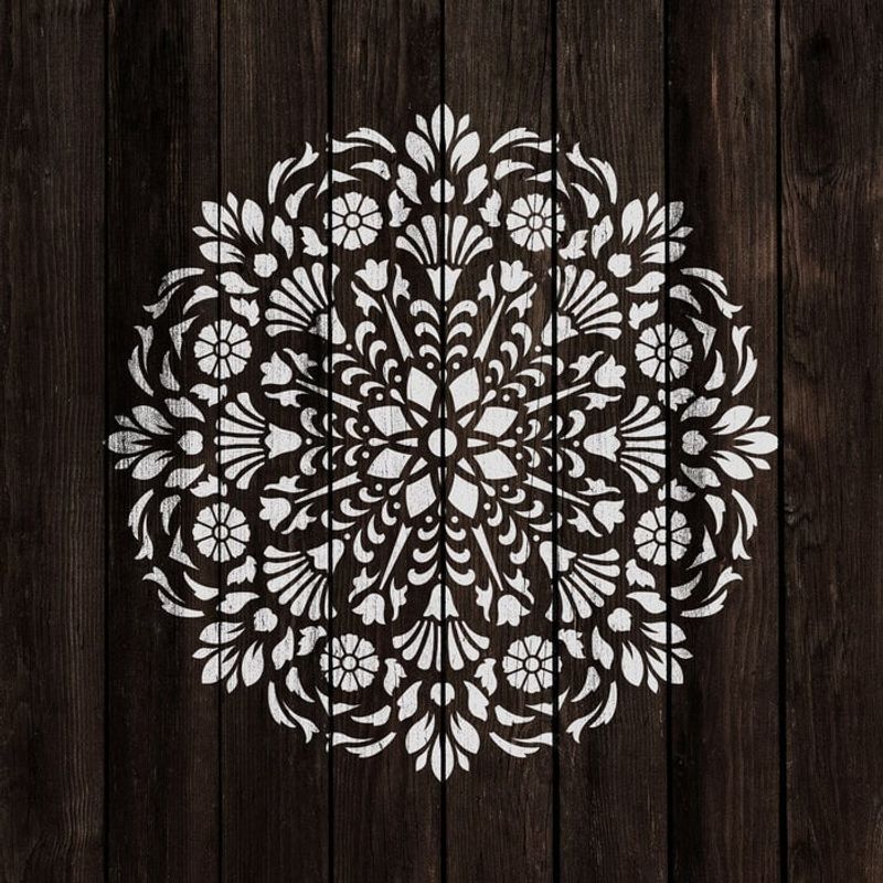 Casa si Gradina - Decoratiuni - DIY - Sabloane decorative pereti - Sablon Perete vopsire, tencuiala 0.7mm Lirio Mandala Refolosibil, model MXSP7149, 400 x 400 mm - Infinity.ro