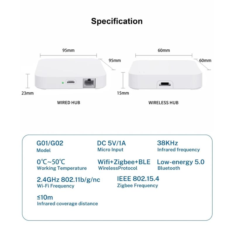 PC, gaming si accesorii - Retelistica - Hub-uri - Hub inteligent Tuya ZigBee 3.0, gateway cu fir pentru control vocal prin aplicație, funcționează cu asistentul Alexa Google Home - Infinity.ro