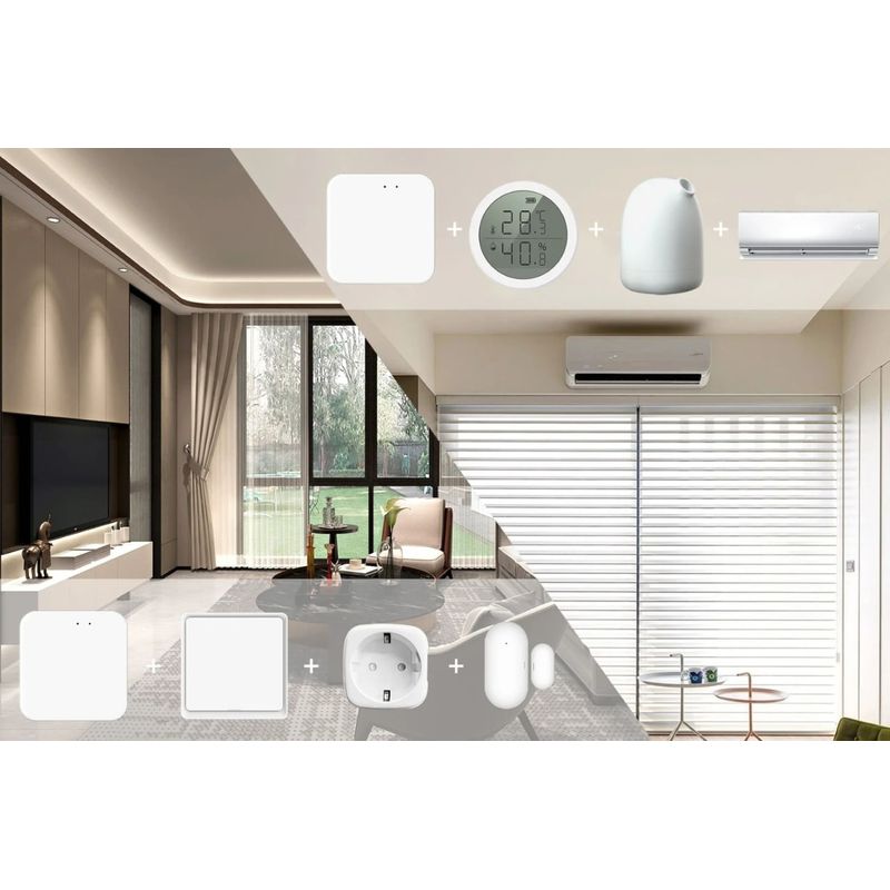 PC, gaming si accesorii - Retelistica - Hub-uri - Hub inteligent Tuya ZigBee 3.0, gateway cu fir pentru control vocal prin aplicație, funcționează cu asistentul Alexa Google Home - Infinity.ro