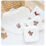 Jucarii, Copii si Bebe - Igiena si ingrijire - Baia bebelusului - Prosoape si halate de baie copii - Set 5 Prosopele din Muselina Bumbac 100% REDQUIT® – Ultra-Moi, Reutilizabile,  Albe - Infinity.ro