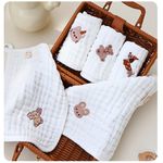 Jucarii, Copii si Bebe - Igiena si ingrijire - Baia bebelusului - Prosoape si halate de baie copii - Set 5 Prosopele din Muselina Bumbac 100% REDQUIT® – Ultra-Moi, Reutilizabile,  Albe - Infinity.ro