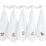 Jucarii, Copii si Bebe - Igiena si ingrijire - Baia bebelusului - Prosoape si halate de baie copii - Set 5 Prosopele din Muselina Bumbac 100% REDQUIT® – Ultra-Moi, Reutilizabile,  Albe - Infinity.ro