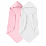 Jucarii, Copii si Bebe - Igiena si ingrijire - Baia bebelusului - Prosoape si halate de baie copii - Set 2x Prosop de baie cu gluga  REDQUIT® pentru bebelusi din muselina - 80x80cm,  100% bumbac - Infinity.ro