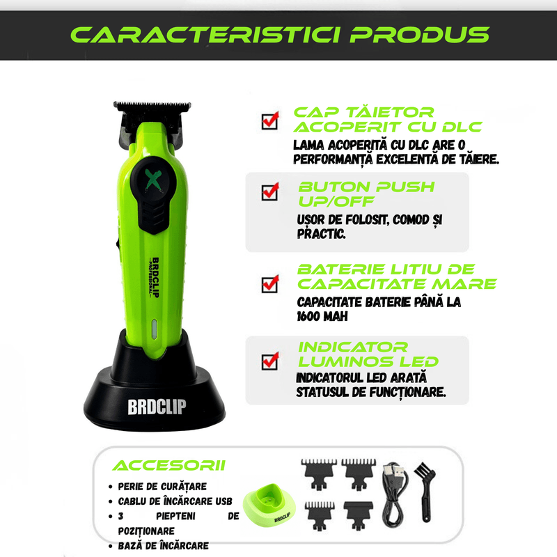 Ingrijire personala si Cosmetice - Aparate & accesorii ingrijire personala - Aparate de ras si tuns - Set Masina de Tuns si Trimmer Profesional BIRAI BRDPRO, Motore Puternice 7000/7700 RPM, Accesorii Incluse, Ideal - Infinity.ro