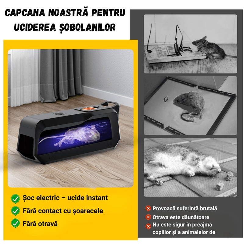Casa si Gradina - Gradinarit si plante - Intretinere gradina - Articole daunatori gradina - Capcana electrica pentru rozatoare, BIRAI K3, reutilizabila, cu alarma sonora, 8x6x4cm, negru - Infinity.ro