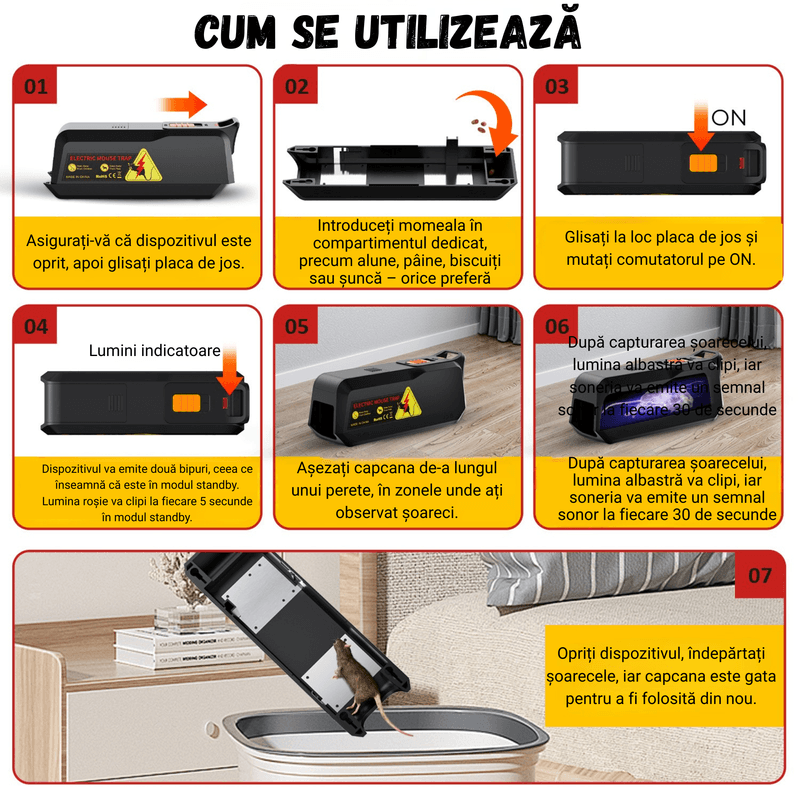 Casa si Gradina - Gradinarit si plante - Intretinere gradina - Articole daunatori gradina - Capcana electrica pentru rozatoare, BIRAI K3, reutilizabila, cu alarma sonora, 8x6x4cm, negru - Infinity.ro