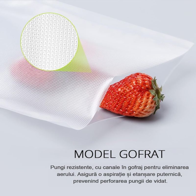 Electronice si Electrocasnice - Electrocasnice bucatarie - Mixere, tocatoare & roboti de bucatarie - Aparate de vidat - Rola Pungi de Vidat Gofrate MRG MJM, 20 x 300 cm, Pentru Aparat de Vidat - Infinity.ro