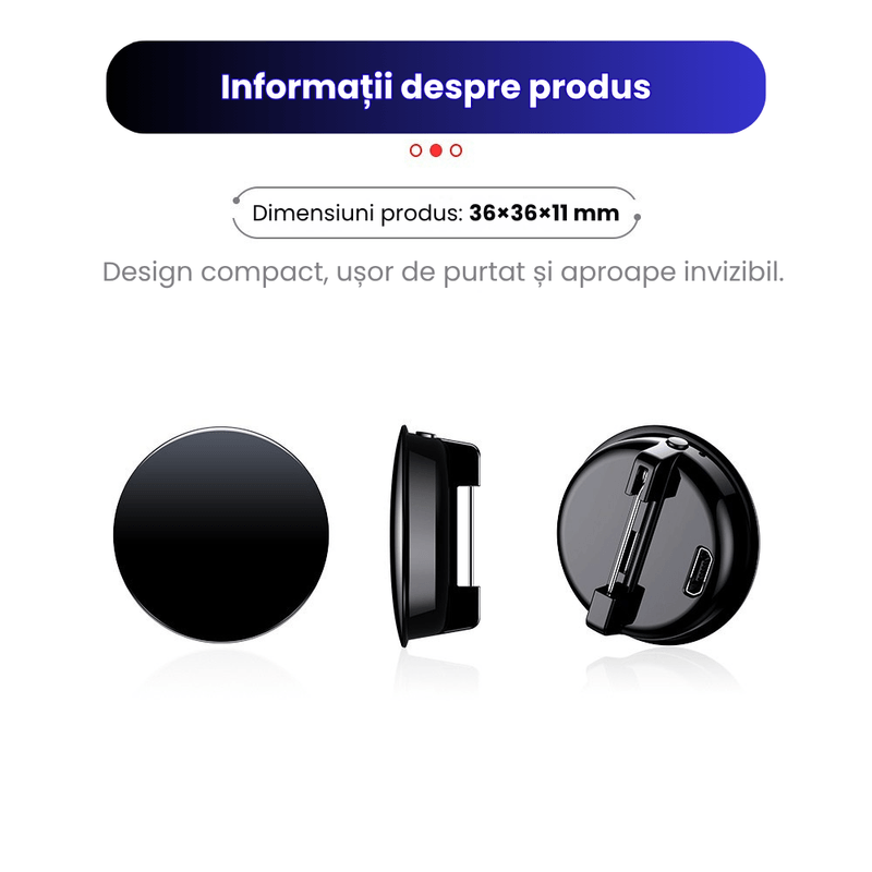 Laptop, Telefoane si Tablete - Wearables si gadgeturi - Gadgeturi - Dispozitive spionaj - Reportofon Spion ZeroSecrets 16GB tip Insigna, Activare Vocala, Inregistrare pana la 192h - Infinity.ro