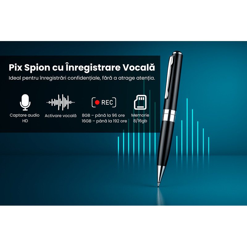 Laptop, Telefoane si Tablete - Wearables si gadgeturi - Gadgeturi - Dispozitive spionaj - Pix Spion cu Inregistrare Vocala HD, Activare Vocala, 8GB, Inregistreaza pana la 96h – ZeroSecrets - Infinity.ro