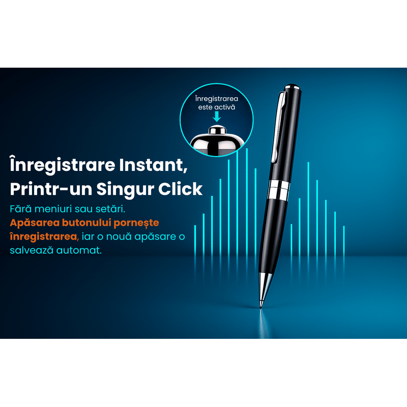 Laptop, Telefoane si Tablete - Wearables si gadgeturi - Gadgeturi - Dispozitive spionaj - Pix Spion cu Inregistrare Vocala HD, Activare Vocala, 8GB, Inregistreaza pana la 96h – ZeroSecrets - Infinity.ro
