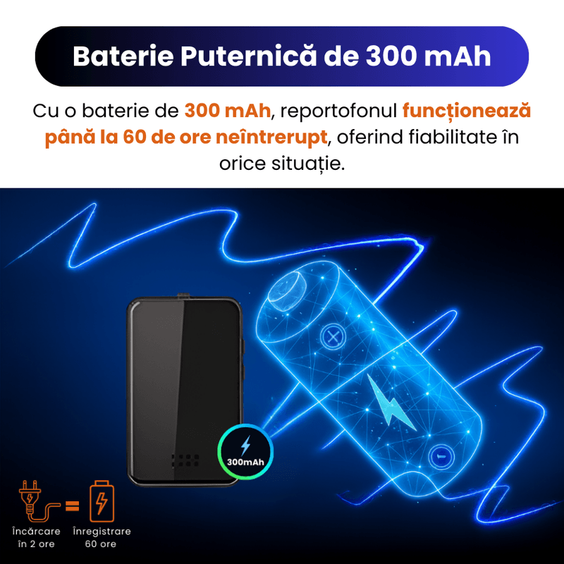 TV, Audio-Video si Foto - Portabile audio - Reportofoane - Mini Reportofon Z20 16GB cu Microfon Ascuns, Activare Vocala, Magnet, Inregistrare pana la 192h – ZeroSecrets - Infinity.ro