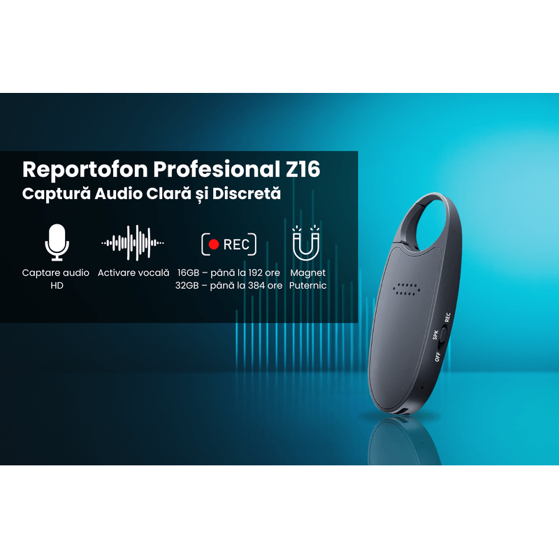 TV, Audio-Video si Foto - Portabile audio - Reportofoane - Mini Reportofon Portabil Magnetic, Activare Vocala, 16GB, Inregistrare pana la 192h – Zero Secrets - Infinity.ro