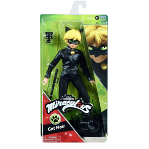 Papusa Miraculous Cat Noir- Pisica Neagra THK®, Galben/Negru, 26 cm