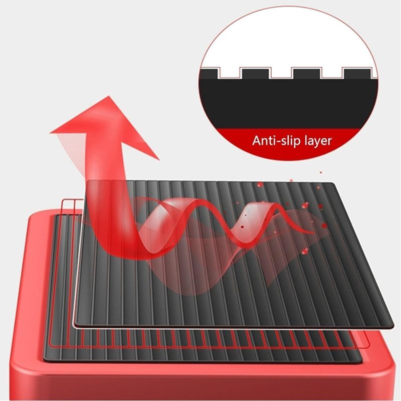 Casa si Gradina - Constructii - Scari si accesorii interioare - Scari aluminiu/ otel - Scara pliabila metalica 4 trepte, antiderapanta, compacta, rosie, 145 cm - Infinity.ro